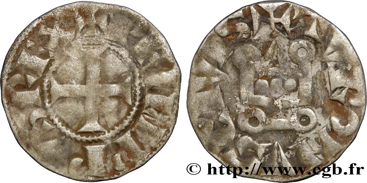 PHILIPPE III LE HARDI ET PHILIPPE IV LE BEL - MONNAYAGE COMMUN (à partir de 1280) Denier tournois à l O rond n.d. s.l. B+