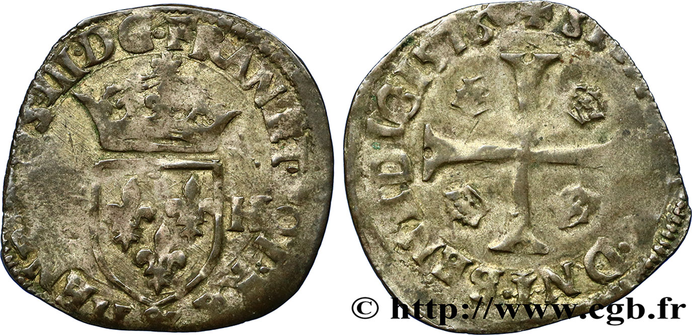 HENRY III Douzain aux deux H, 1er type 1576 Aix-en-Provence BC