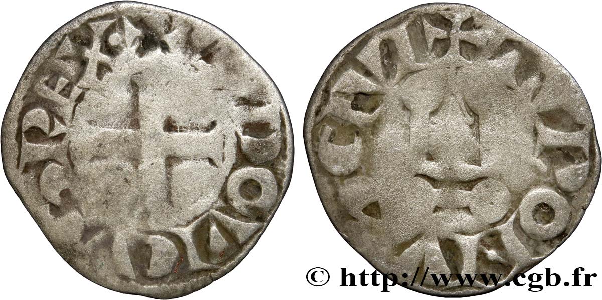 LOUIS VIII LE LION ET PREMIÈRE PARTIE DU RÈGNE DE LOUIS IX Denier tournois c.1223-1245  TB