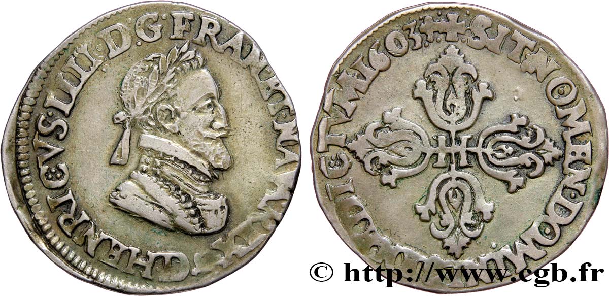 HENRY IV Demi-franc, type de Lyon 1603 Lyon q.SPL/BB