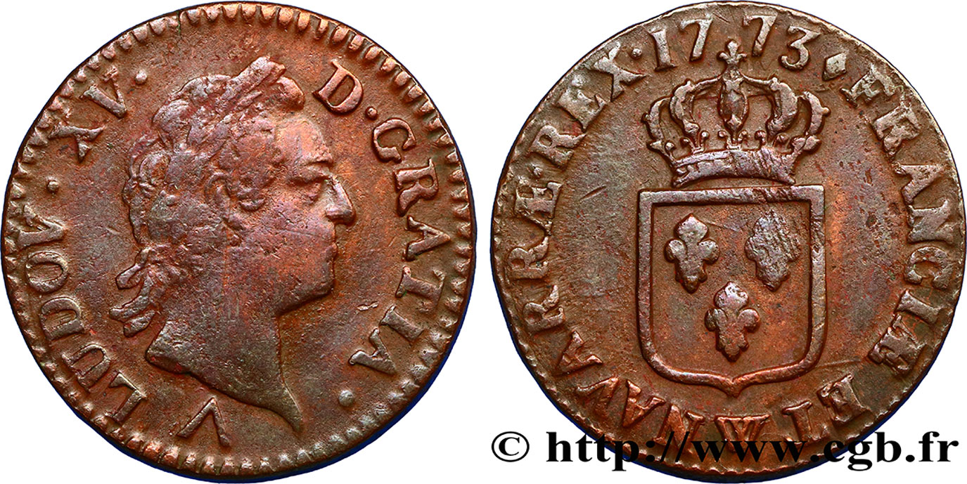 LOUIS XV DIT LE BIEN AIMÉ Sol dit “à la vieille tête” 1773 Lille TB+