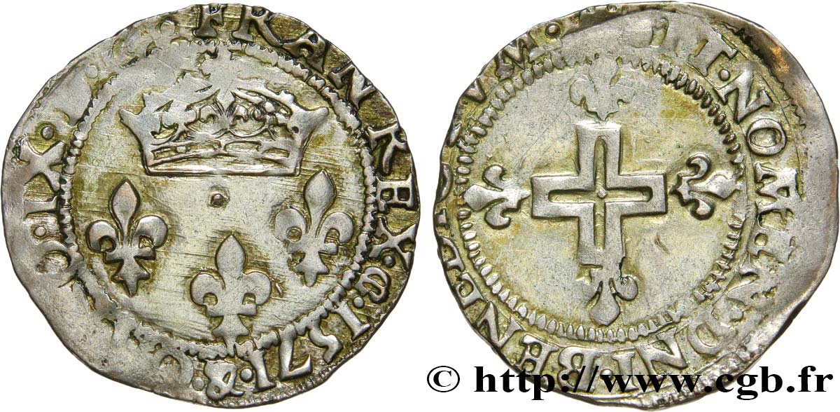 CHARLES IX Double sol parisis, 1er type 1571 Aix-en-Provence TB+