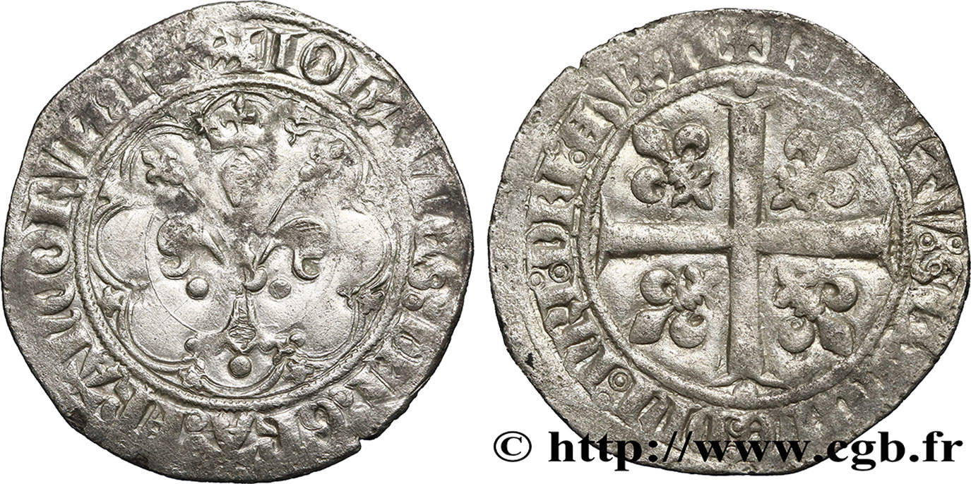 JEAN II LE BON Gros à la fleur de lis dit &nbsp;patte d&nbsp;oie&nbsp; 07/04/1358  TTB