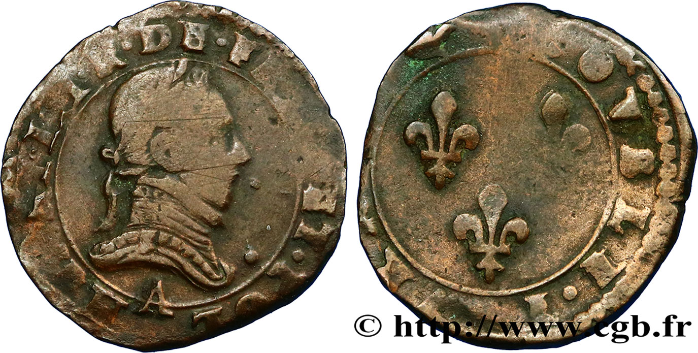 LIGUE. COINAGE AT THE NAME OF HENRY III Double tournois n.d. Paris VF/F