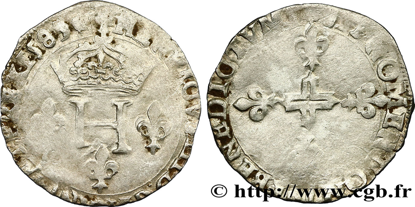 HENRY III Double sol parisis, 2e type 1583 Aix-en-Provence BC
