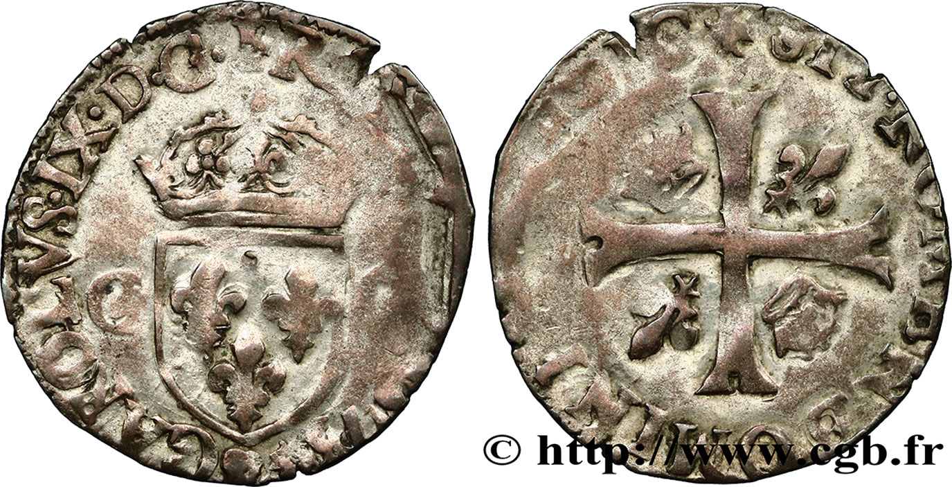 CHARLES IX Douzain aux deux C, 1er type 1573 Aix-en-Provence TB