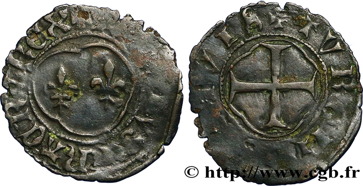 CHARLES VII  THE WELL SERVED  Denier tournois n.d. Poitiers BC
