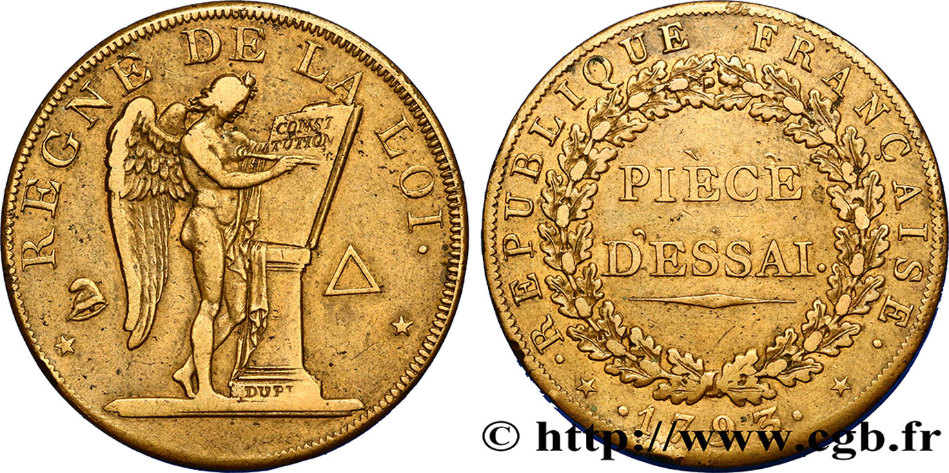 LA CONVENTION Essai pour le type conventionnel, module de 31 mm 1793 Paris TTB