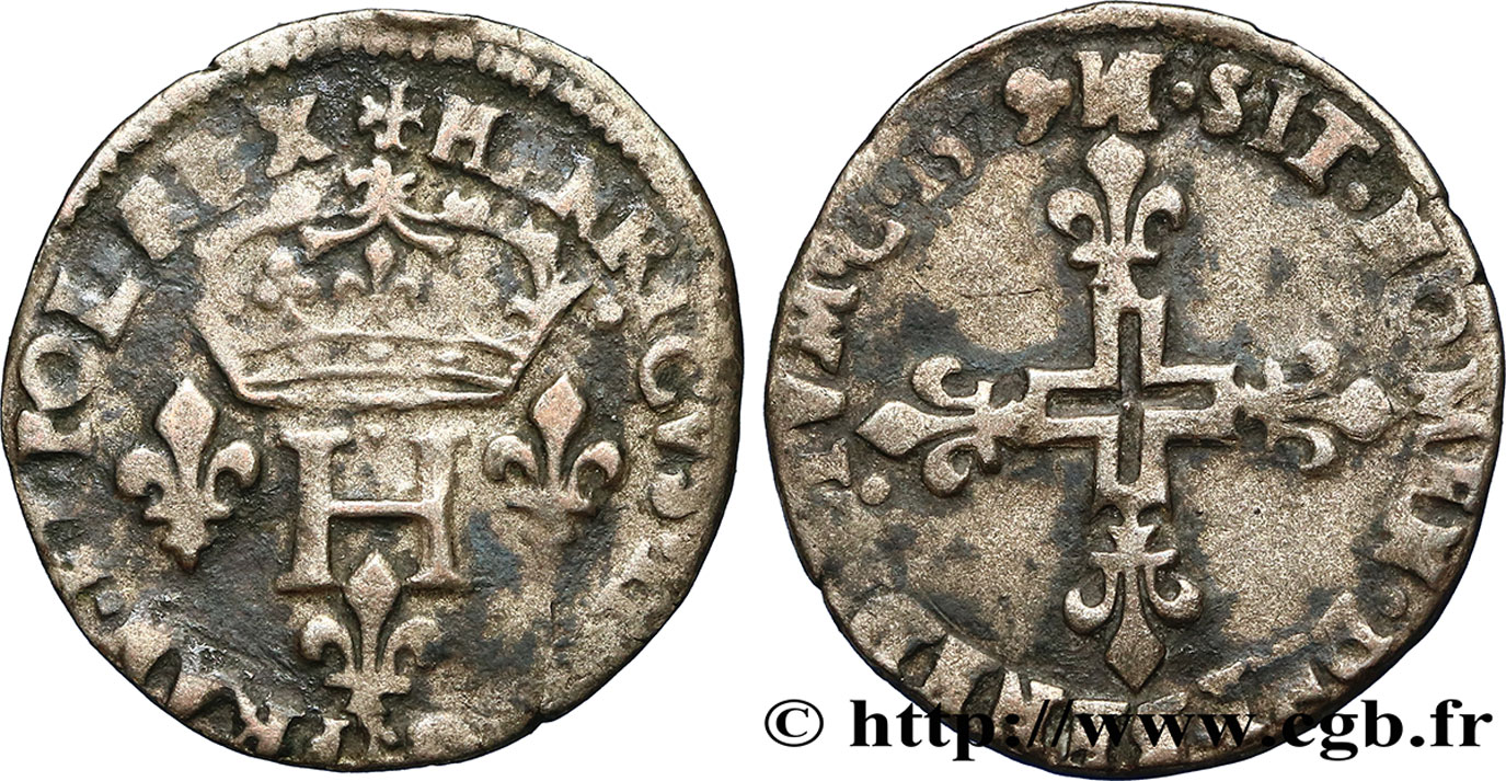 HENRI III Double sol parisis, 2e type 1579 Toulouse TB