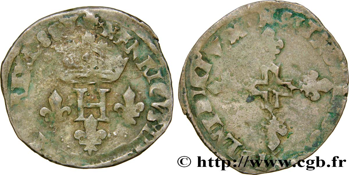 HENRY III Double sol parisis, 2e type 1588 Montpellier q.MB