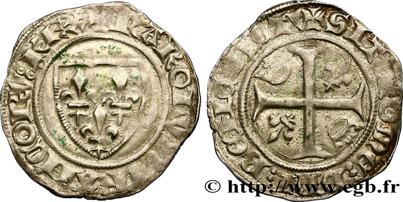 CHARLES VI LE FOU OU LE BIEN AIMÉ Blanc dit &nbsp;guénar&nbsp; n.d. Tournai TB+