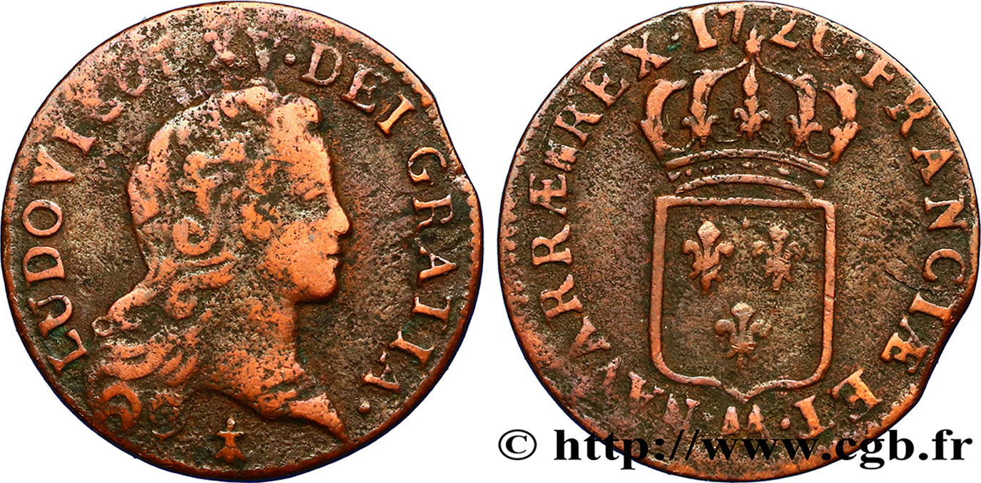 LOUIS XV DIT LE BIEN AIMÉ Demi-sol au buste enfantin 1720 Metz TB