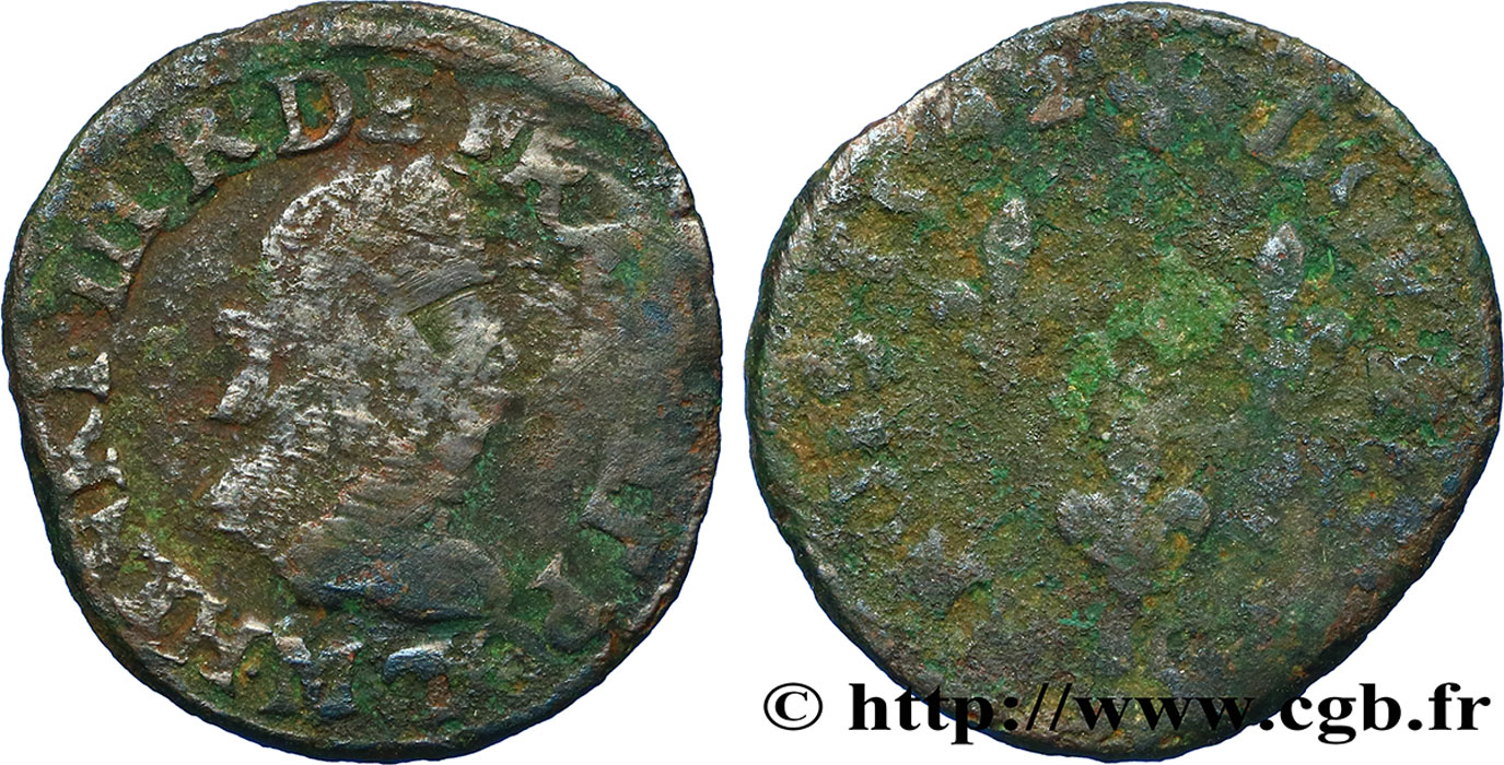 LIGUE. COINAGE AT THE NAME OF HENRY III Double tournois, type de Toulouse 1592 Toulouse q.MB