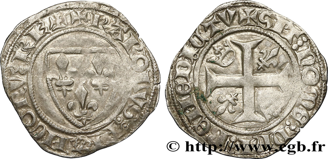 CHARLES VI LE FOU OU LE BIEN AIMÉ Blanc dit  guénar  n.d. Tournai TB+