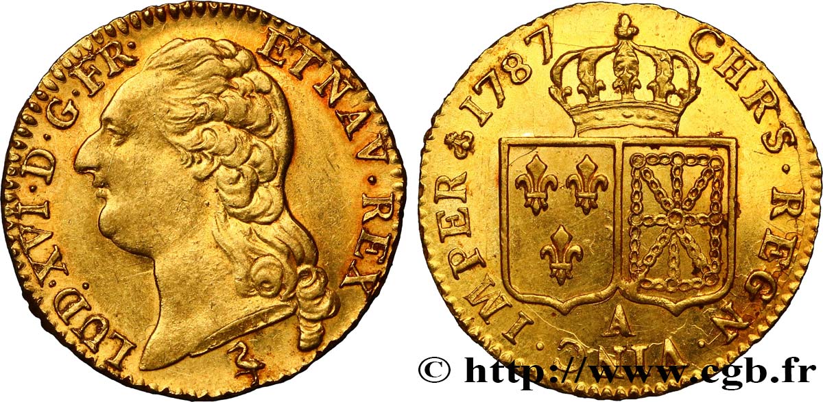 LOUIS XVI Louis d or aux écus accolés 1787 Paris AU/MS