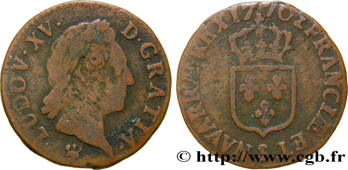 LOUIS XV  THE WELL-BELOVED  Demi-sol dit “à la vieille tête” 1770 Reims q.BB