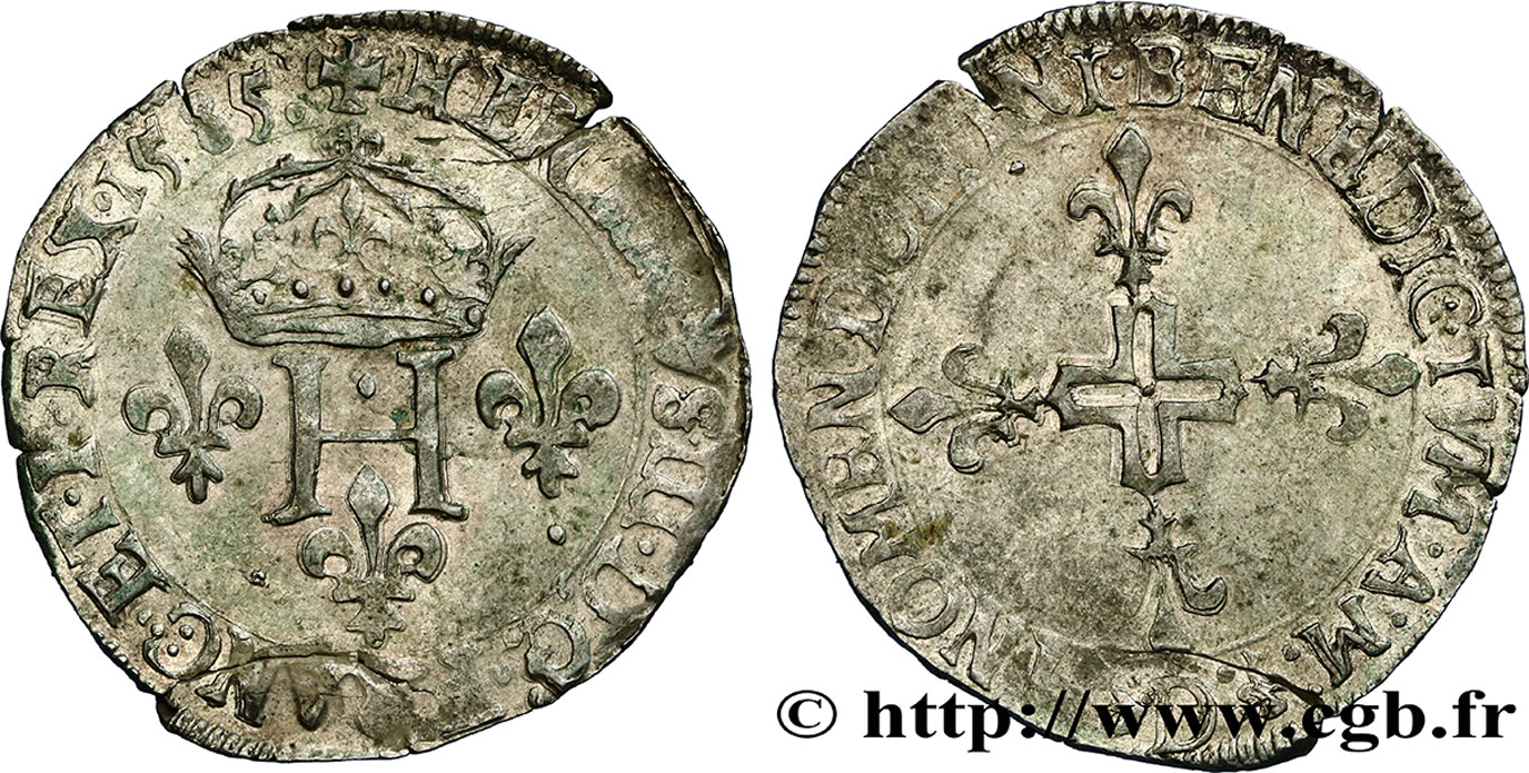 HENRY III Double sol parisis, 2e type 1585 Lyon AU