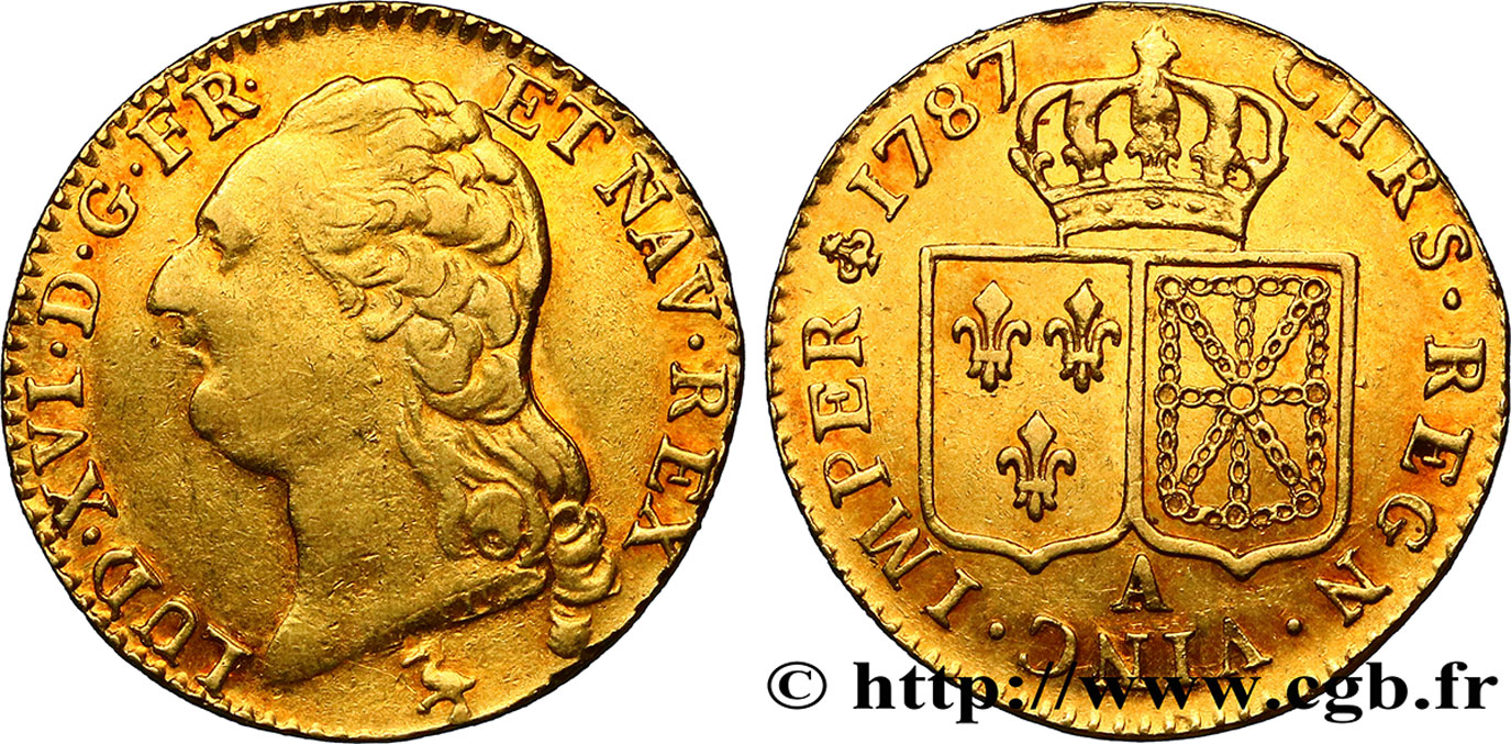 LOUIS XVI Louis d or aux écus accolés 1787 Paris SS/VZ
