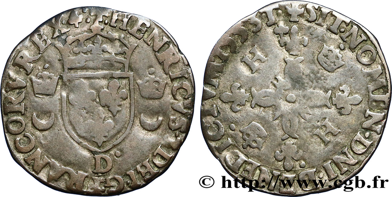 HENRI II Douzain aux croissants 1553 Lyon TTB