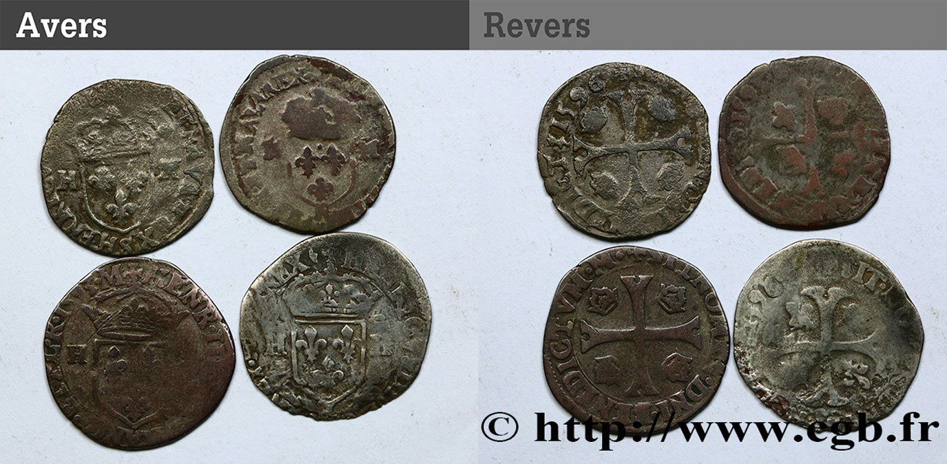 HENRI IV LE GRAND Douzain aux deux H, lot de 4 ex. n.d. s.l. B+