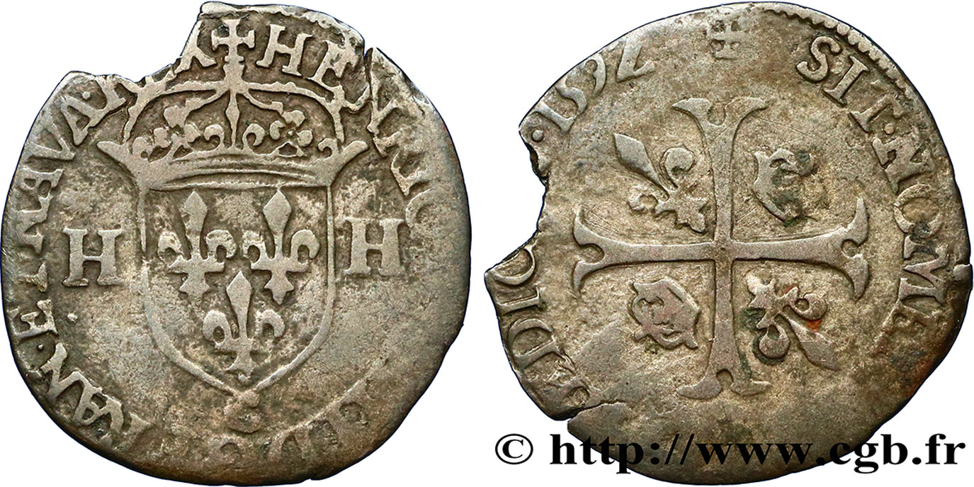 HENRI IV LE GRAND Douzain aux deux H, 2e type 1592 Saint-Lô TB