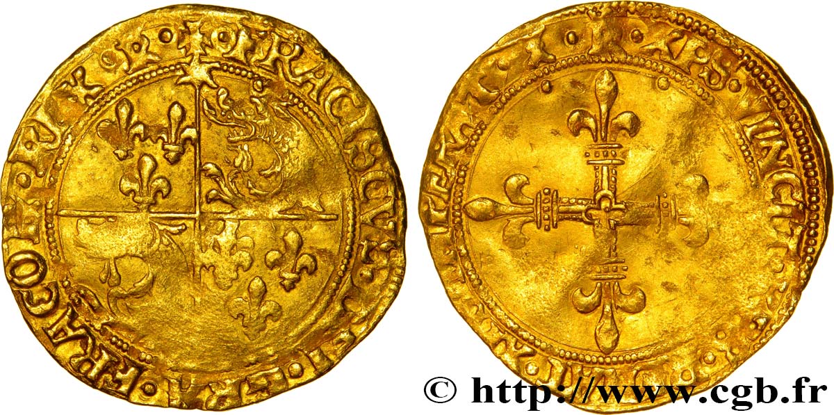 FRANCOIS I Écu d or au soleil du Dauphiné, 1er type n.d. Romans BB/q.BB