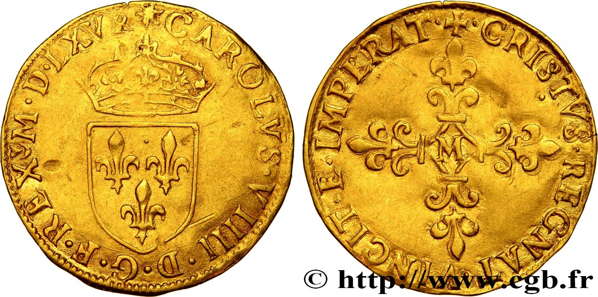 CHARLES IX Écu d or au soleil, 1er type 1565 (MDLXV) Toulouse XF/AU