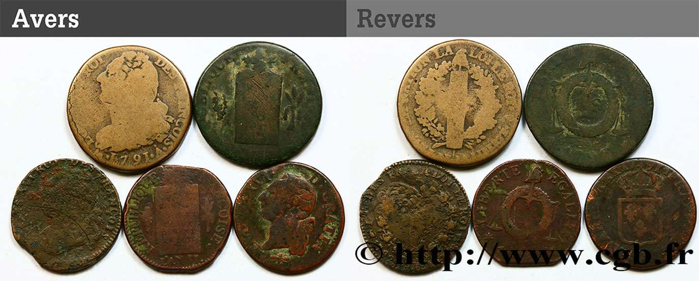 LOTS Lot de cinq monnaies de la Révolution française n.d. s.l. TB