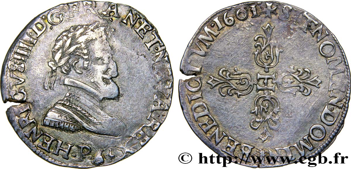 HENRI IV LE GRAND Demi-franc, type de Dijon 1601 Dijon TTB