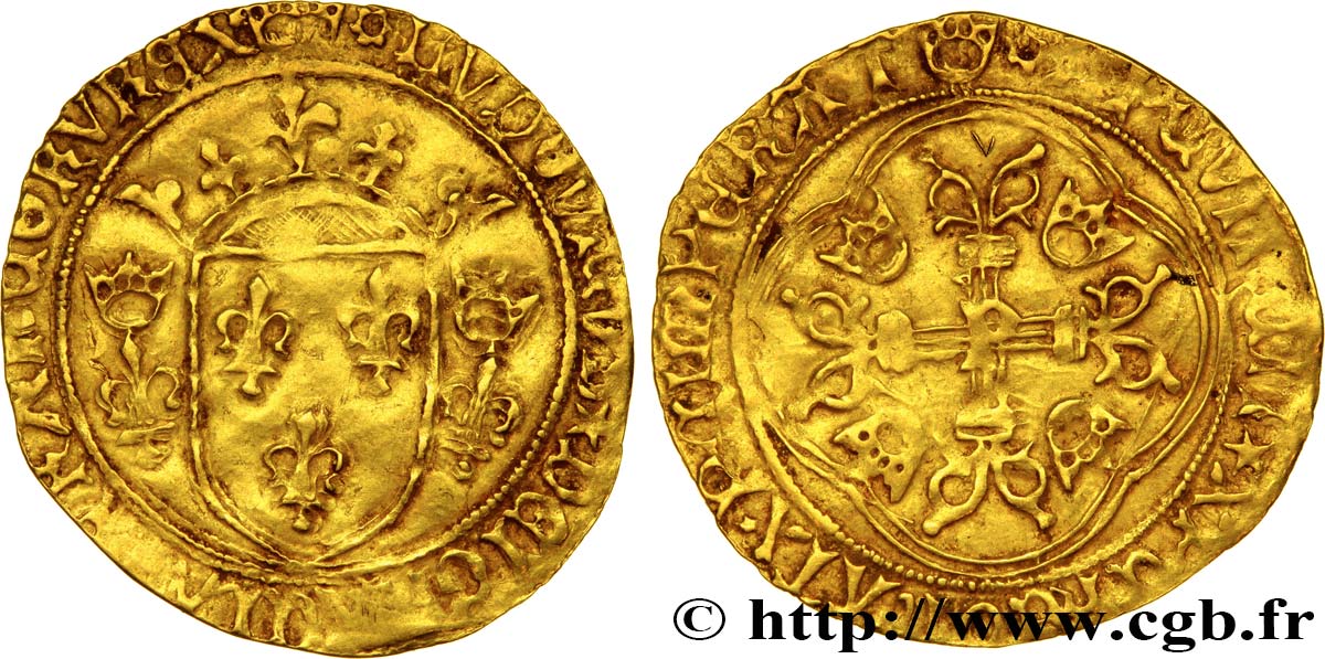 LOUIS XI THE  CAUTIOUS  Écu d or à la couronne ou écu neuf 31/12/1461 Perpignan VF