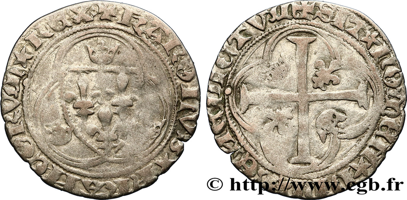 CHARLES VII LE VICTORIEUX Blanc à la couronne n.d. Tournai TB