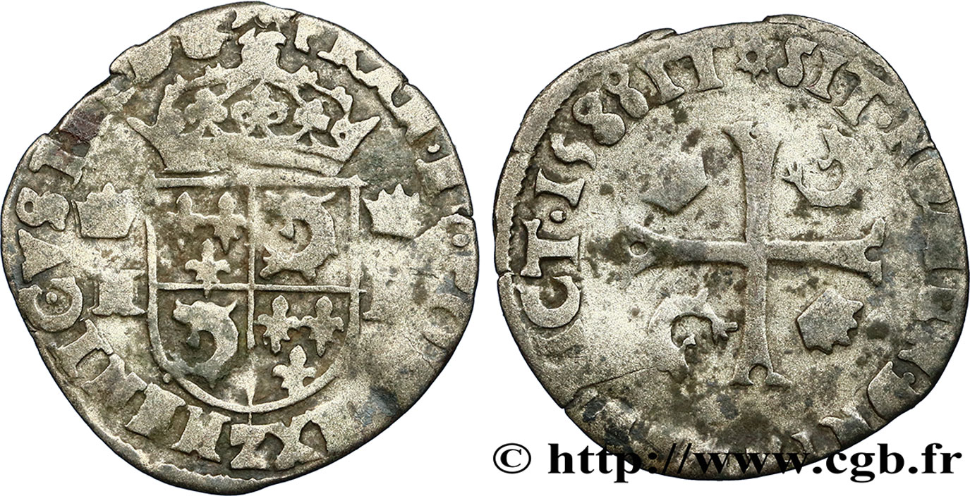 HENRI III Douzain du Dauphiné aux deux H couronnées 1588 Grenoble TB