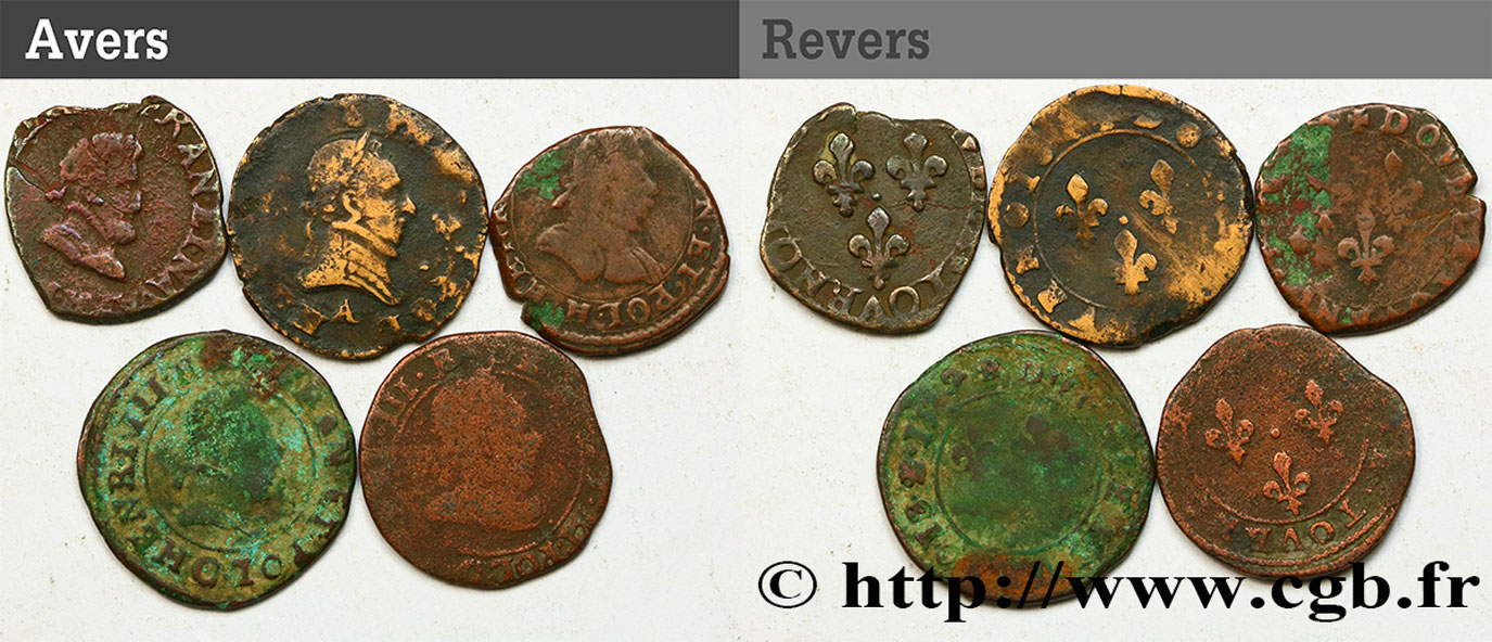 HENRY III Lot de 5 doubles tournois d’Henri III n.d. s.l. MB