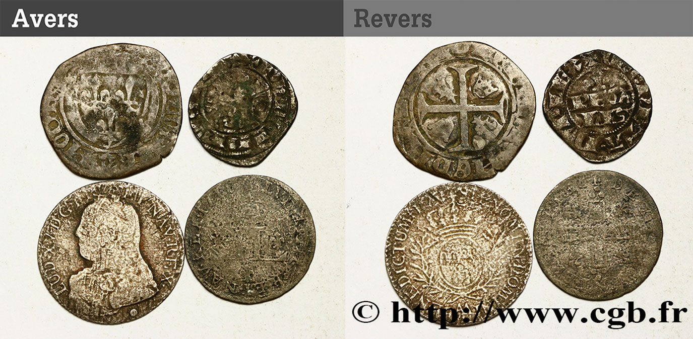 LOTS Lot de 4 monnaies royales en argent n.d. s.l. F