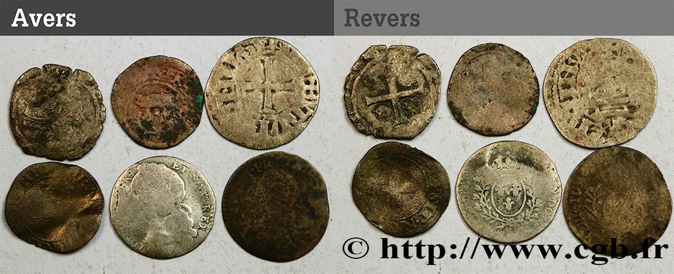 LOTTE Lot de 6 monnaies royales en argent n.d. s.l. q.MB