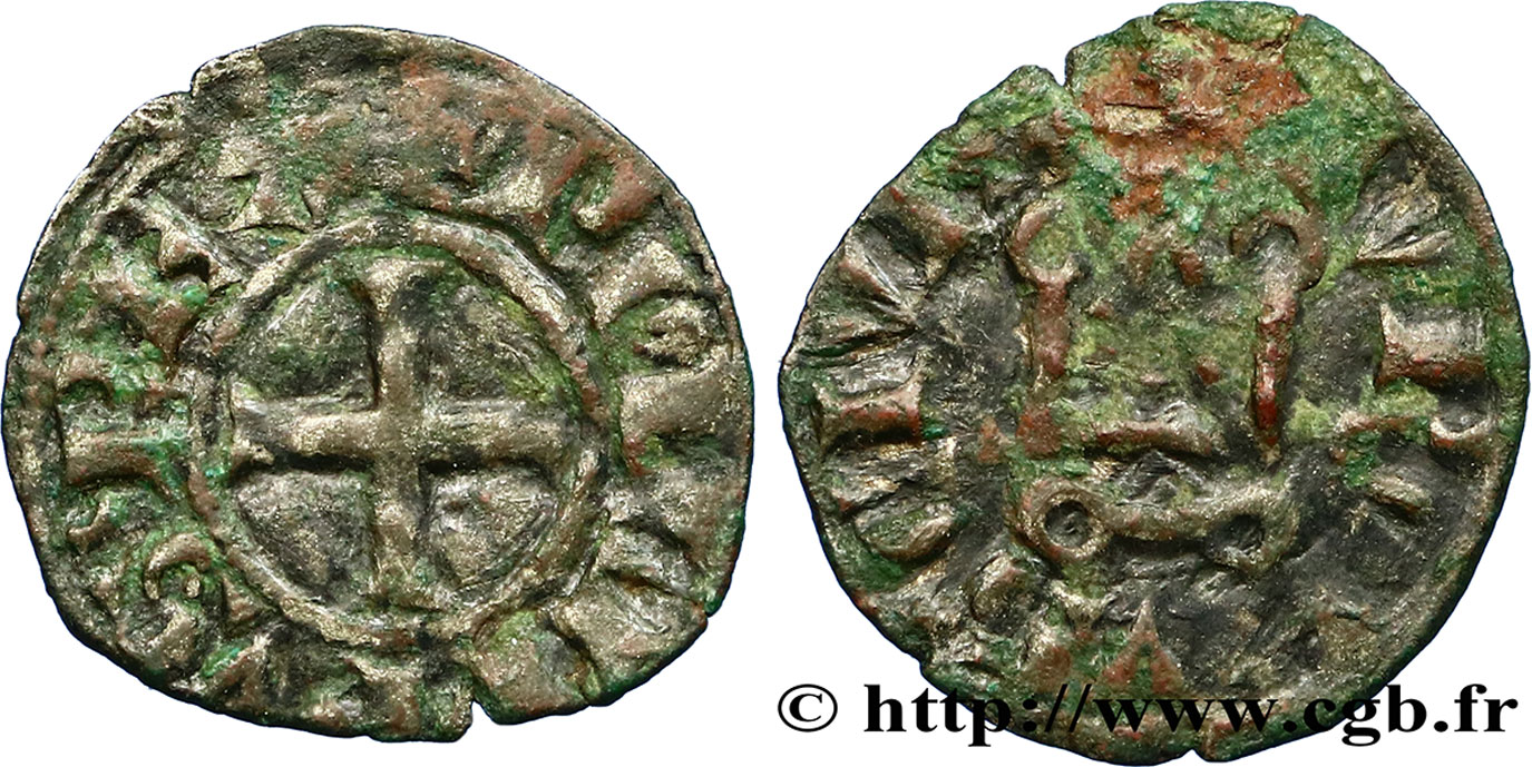 PHILIP IV  THE FAIR  Obole tournois à l 0 long n.d. s.l. VF