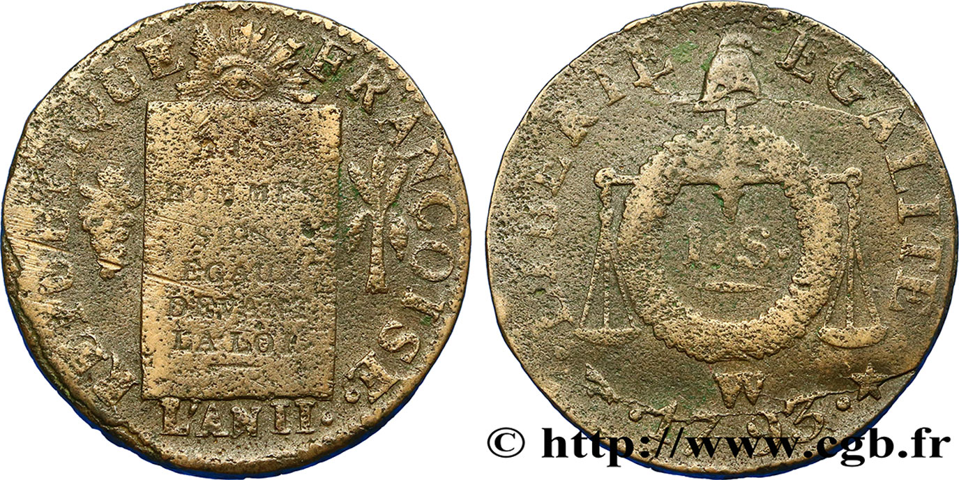 LA CONVENTION 1 sol dit &nbsp;à la table de loi&nbsp; 1793  Lille TB+