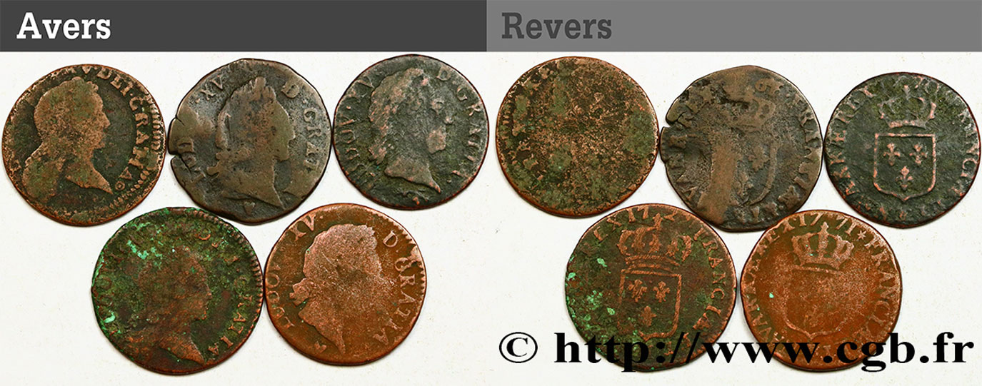 LOUIS XV DIT LE BIEN AIMÉ Demi-sol, lot de 5 ex. n.d. s.l. B