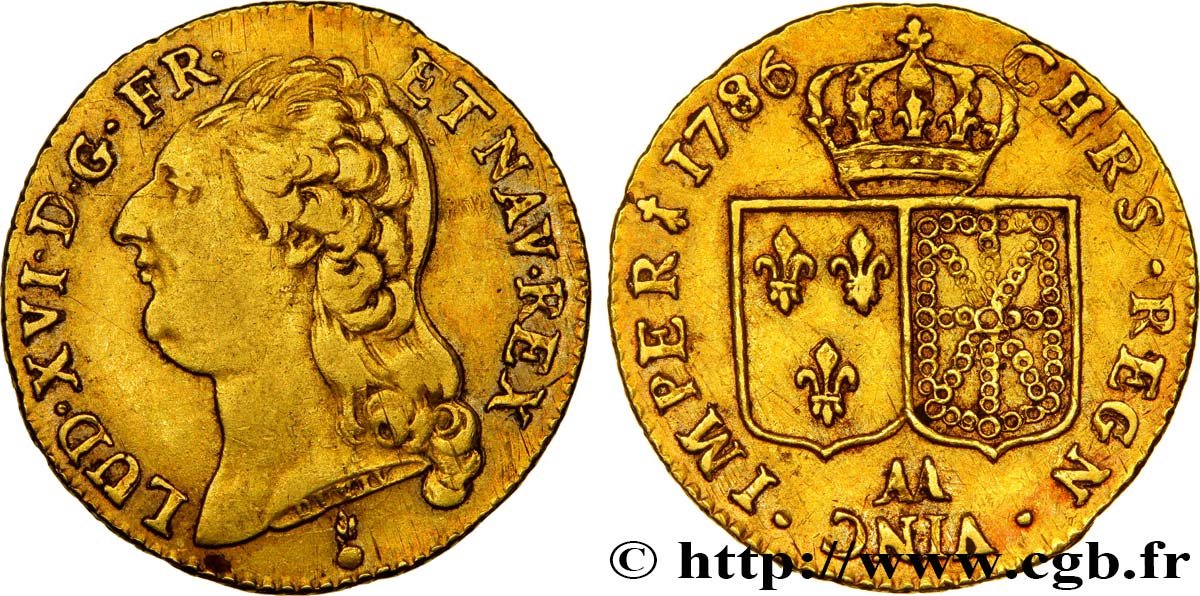 LOUIS XVI Louis d or aux écus accolés 1786 Metz MBC/MBC+