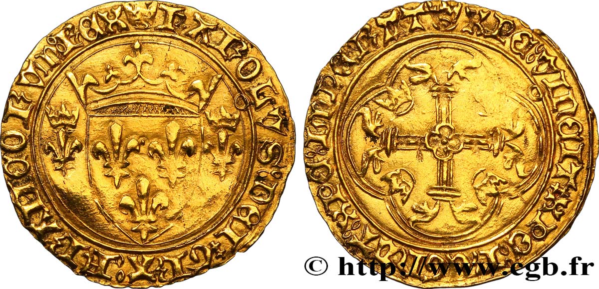 CHARLES VII LE VICTORIEUX Écu d or à la couronne ou écu neuf 28/01/1436 Toulouse TTB