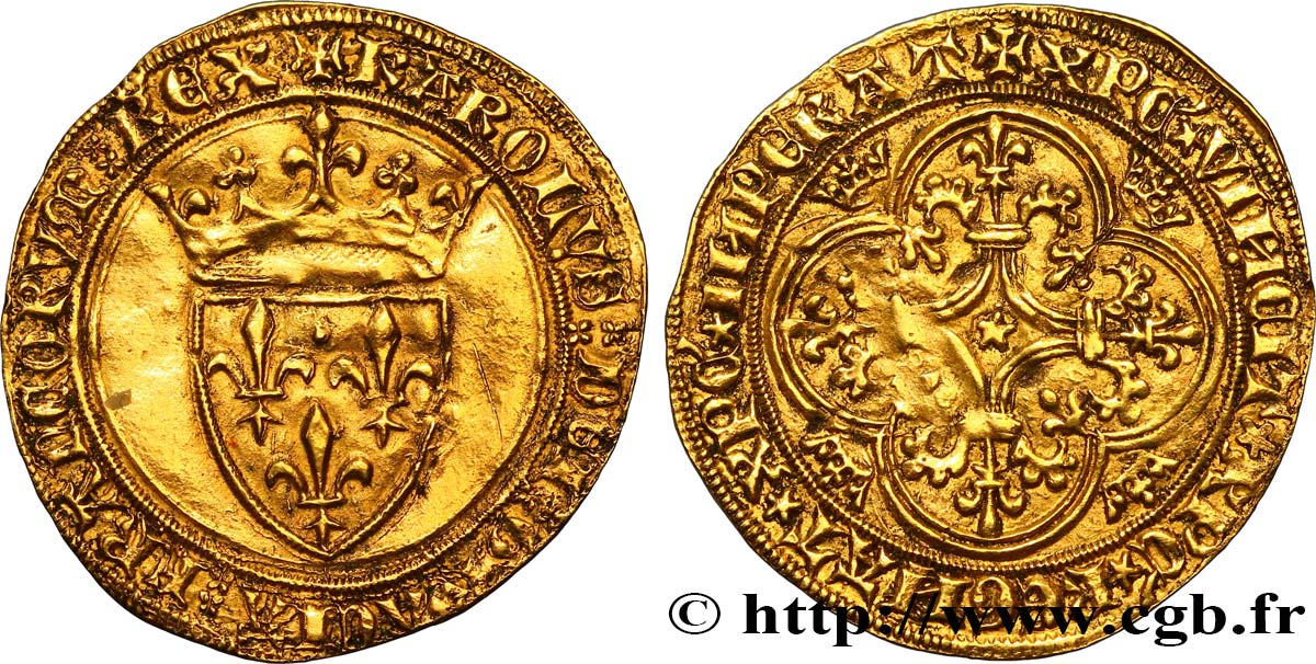 CHARLES VI LE FOU OU LE BIEN AIMÉ Écu d or à la couronne n.d. Tours TTB+