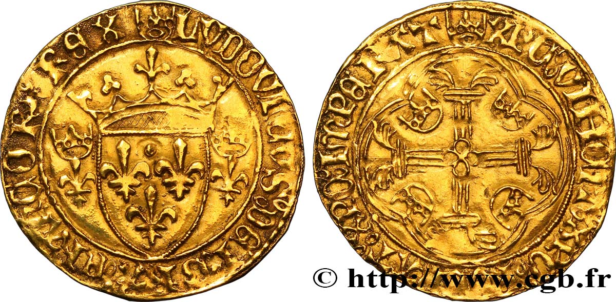 LOUIS XI LE PRUDENT Écu d or à la couronne ou écu neuf 31/12/1461 Saint-Lô TTB+
