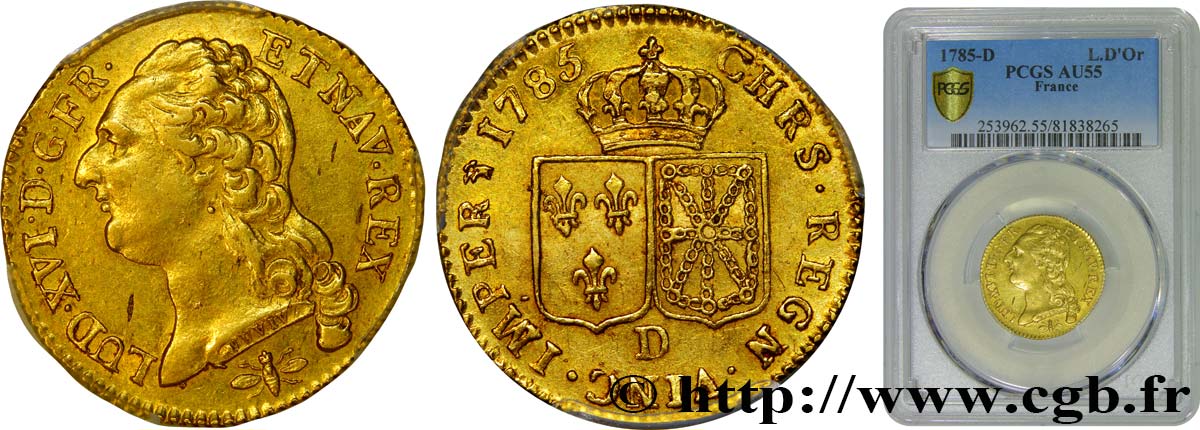 LOUIS XVI Louis d or dit  aux écus accolés  1785 Lyon AU55