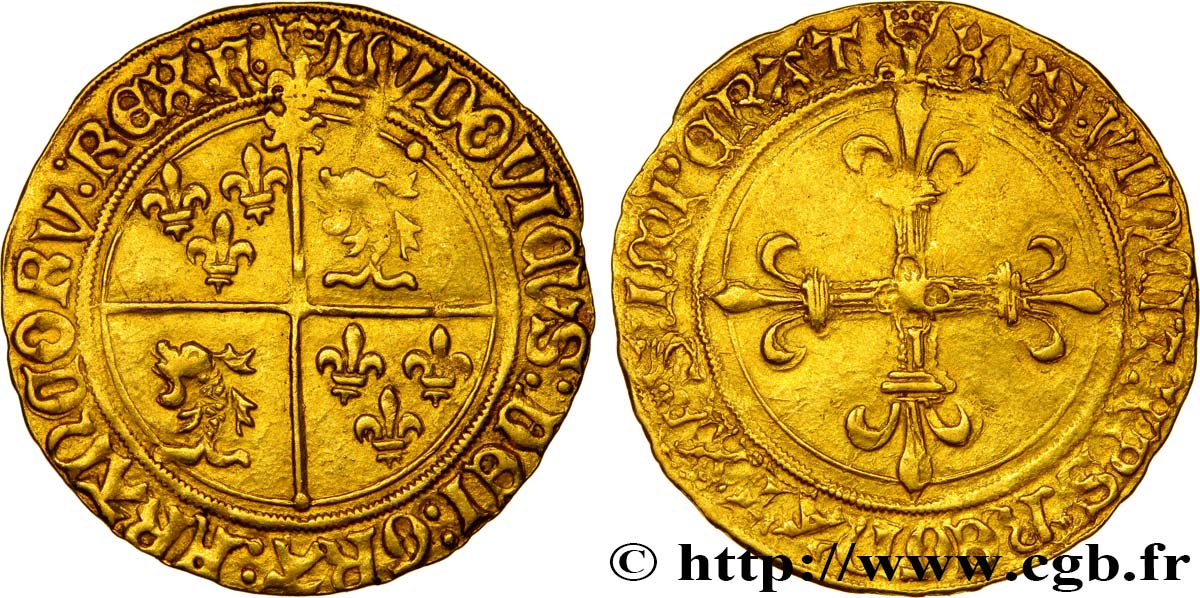 LOUIS XII  Écu d or au soleil du Dauphiné 25/04/1498 Montélimar AU/XF