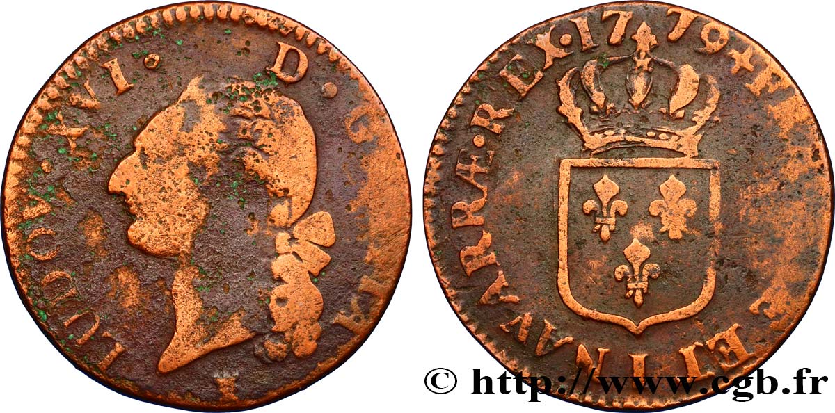 LOUIS XVI Sol dit  à l écu  1779 Limoges B/TB