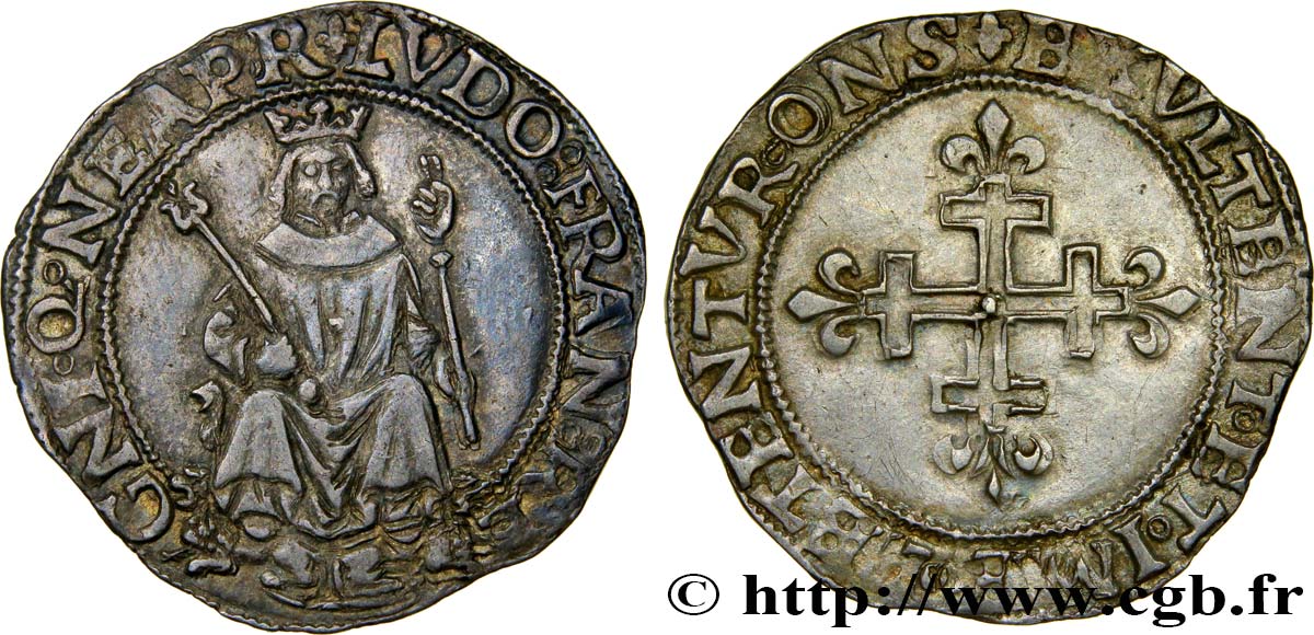 LOUIS XII LE PÈRE DU PEUPLE Carlin c. 1502 Naples TTB+/SUP