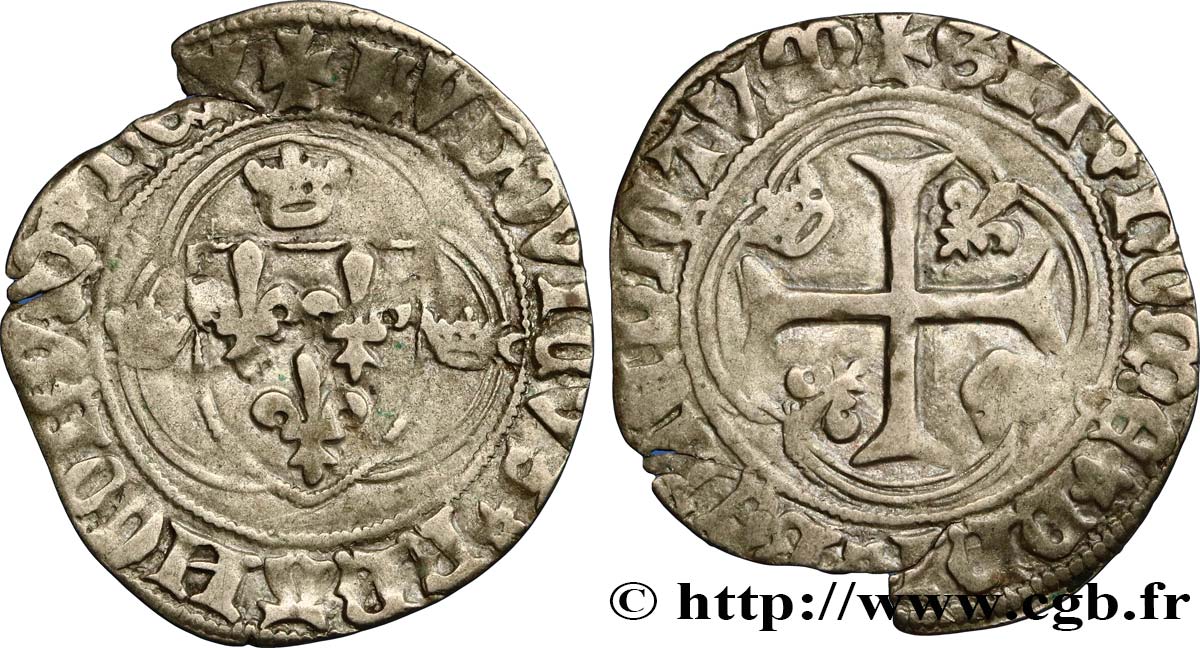 LOUIS XI LE PRUDENT Blanc à la couronne n.d. Angers TB+