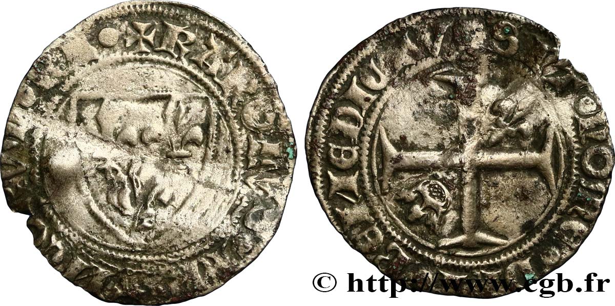 CHARLES VI LE FOU OU LE BIEN AIMÉ Demi-guénar n.d. Atelier indéterminé TB
