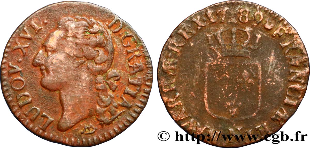 LOUIS XVI Demi-sol dit  à l écu  1789 Montpellier TB+/B+
