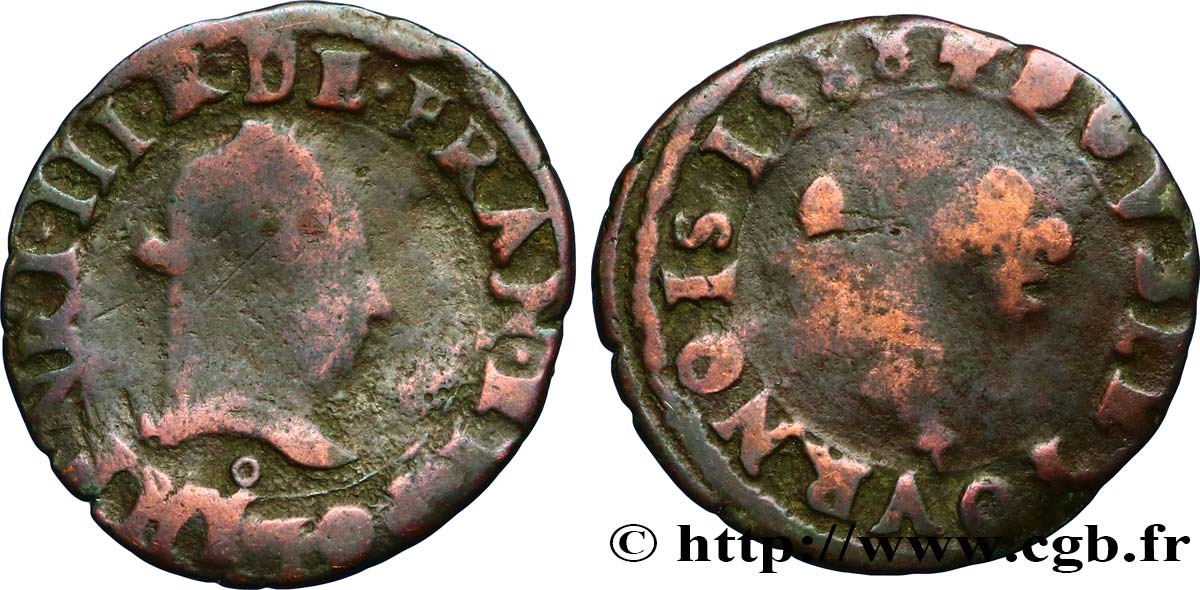 HENRI III Double tournois, type de Bourges 1588 Bourges TB